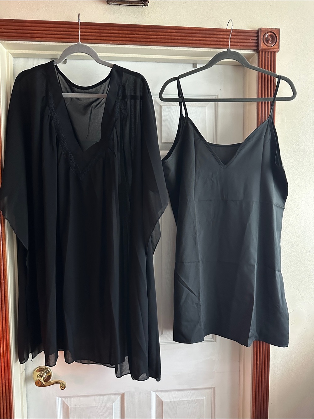 Black Sheer Kaftan with Black Slip Dress - Women's Layered Set
